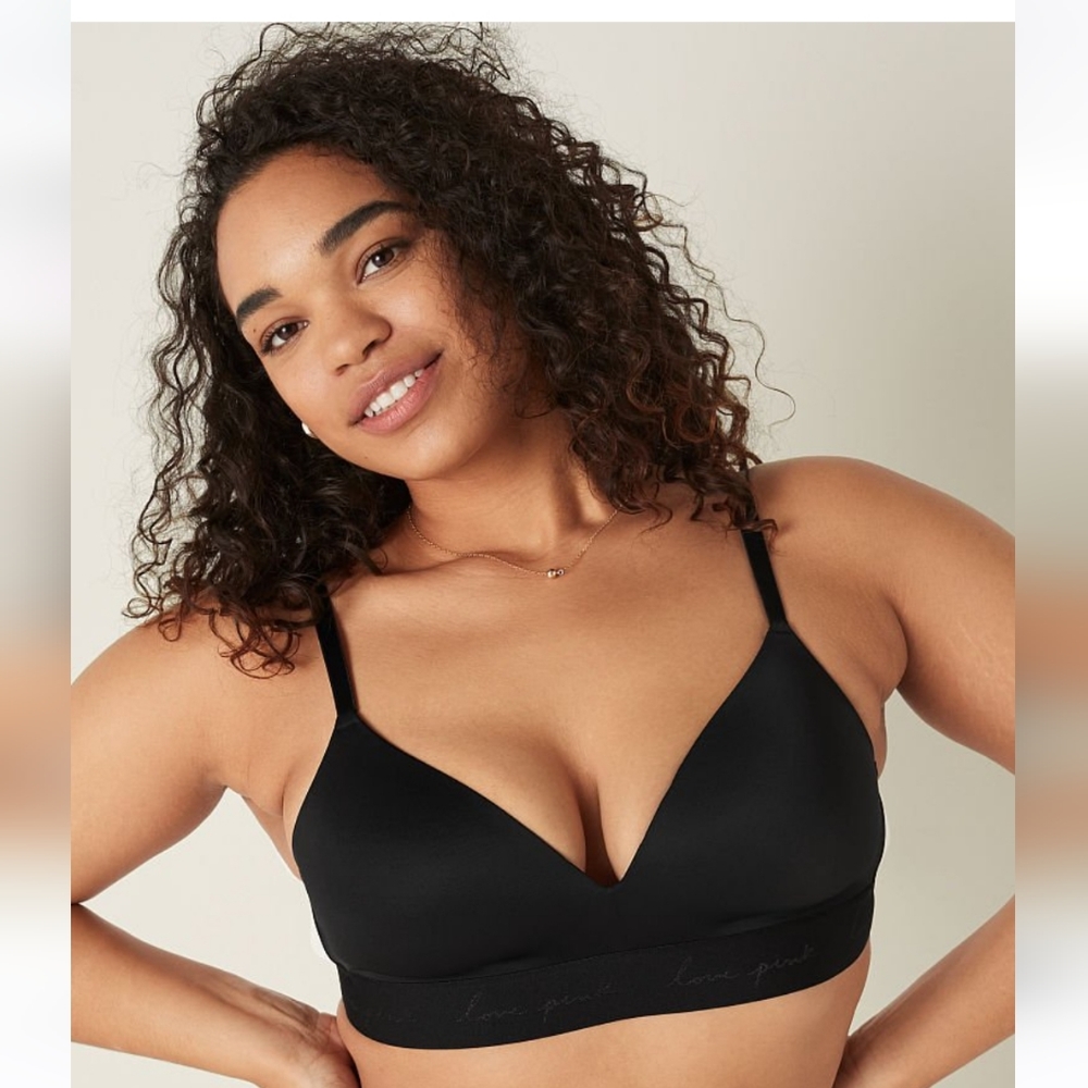 VICTORIA'S SECRET PINK WEAR EVERYWHERE WIRELESS LIGHTLY LINED BRA 40DDD BLACK